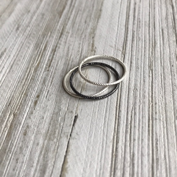 NEW Textured Sterling Silver Midi Stacking Rings - Picture 3 of 7